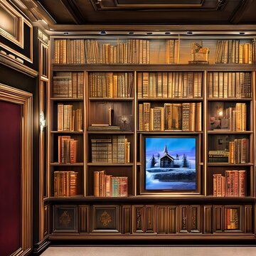 A Home Theater Hidden Behind A Secret Door In A Bookcase For A Truly Covert Experience3, Generative AI