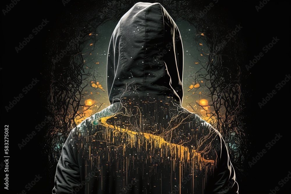 Poster fascination from behind the designated anonymity provided by the hoodie generative ai