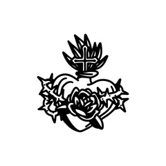 vector illustration of a heart with flowers