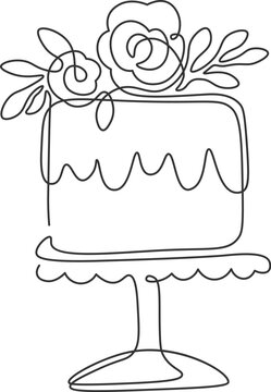 recommend clip art: Birthday cake with candle in line art