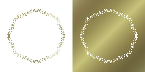 素材_フレームのセット_ゴールドの豪華な雰囲気の飾り枠。シンプルで高級感のある囲みのデザイン。文字無し