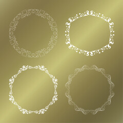 素材_フレームのセット_ゴールドの豪華な雰囲気の飾り枠。シンプルで高級感のある囲みのデザイン。文字無し