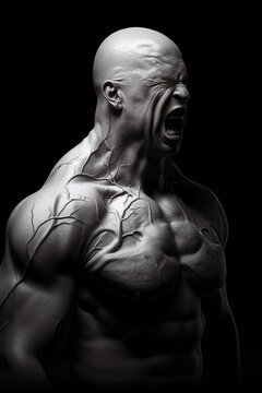 Exaggerated Bodybuilder Roid Rage