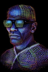 Retro Digital Profile of a Unique Male Avatar. Generative AI.