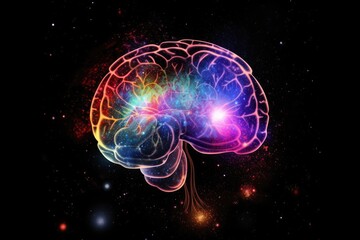 Cosmic Intelligence - A Colorful Brain Illustration