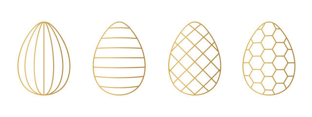 set of different golden easter eggs - vector illustration