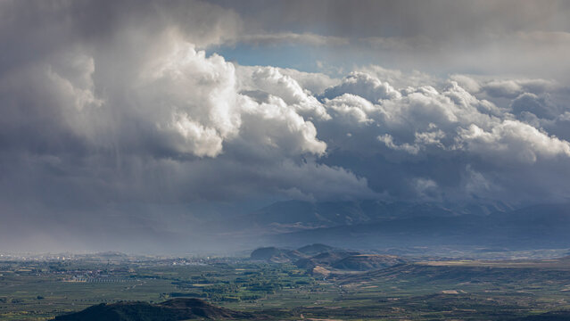 Storm over Rioja alavesa from Balcon de la Rioja