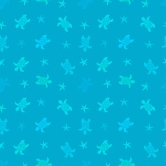 Animals cartoon seamless turtle and water ocean waves pattern for wrapping paper and linens and fabrics