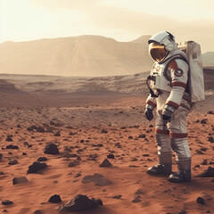 Fototapeta na wymiar Man on Mars, AI