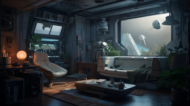 interior of a futuristic and modern living room