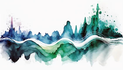 Foto auf Acrylglas Colorful Music Waveform, isolated on white background - watercolor style illustration background by Generative Ai © The_AI_Revolution