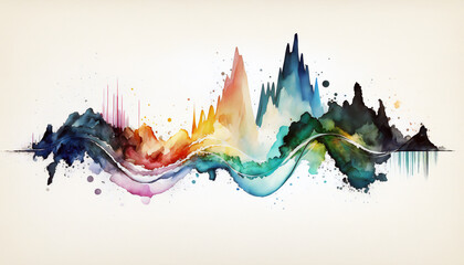 Colorful Music Waveform, isolated on white background - watercolor style illustration background by Generative Ai