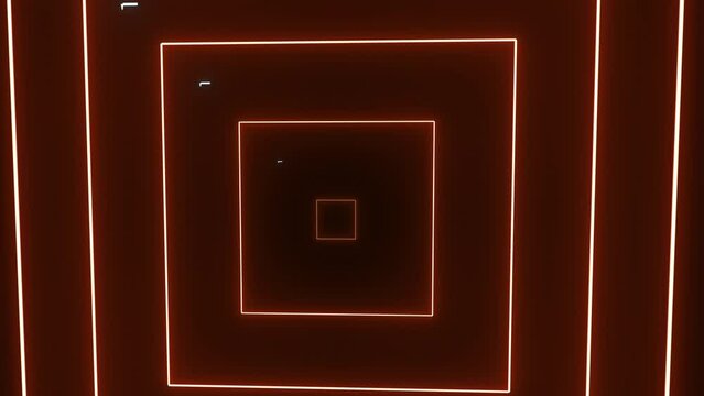 Glowing neon squares animated graphic on black background