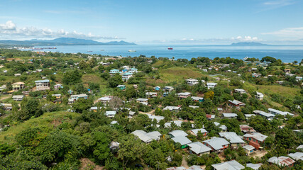 Fototapeta na wymiar Housing suburbs with a view to the South Pacific ocean.