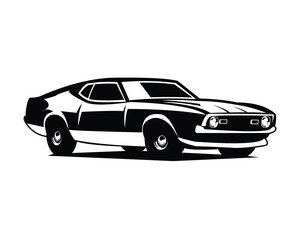 Ford mustang mach 1 car silhouette vector isolated on white background. Best for car industry related industry, badge, emblem, icon, sticker design.