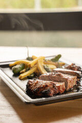 smoket steak with french fries 