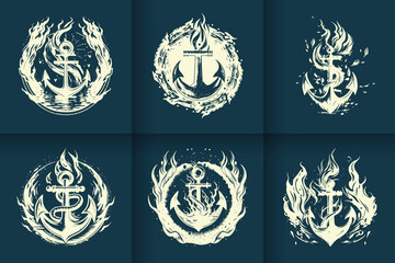 Luxury modern anchor nautical logo design