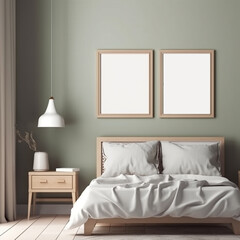 large art frame - picture frame on wall - wood white frame - 2 panel art - bedroom