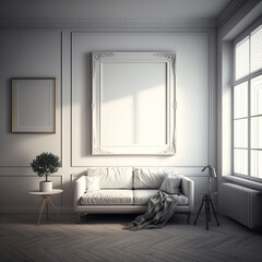 large art frame - picture frame on wall - white frame - gallery style