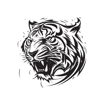 Tiger vector image on a white background. Vector illustration logo. Silhouette svg.