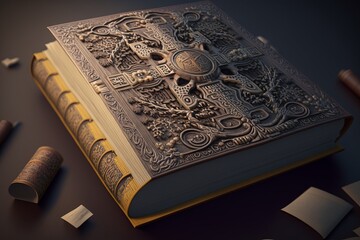 Book with ancient knowledge. World Book and Copyright Day. ai generation