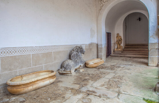 Sotofermoso Palace Mudejar-style courtyard. Abadia, Spain