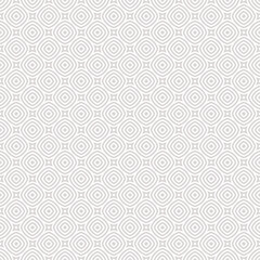 Vector geometric line seamless pattern. Subtle abstract texture with curved shapes, circles, squares, stripes, repeat tiles. Light grey and white minimal geometric ornament. Simple elegant background