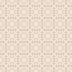 Subtle vector geometric seamless pattern. Elegant beige abstract graphic background. Simple minimal folk style texture. Ethnic tribal style ornament. Repeat retro vintage geo design for decor, print