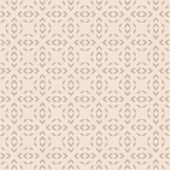 Subtle vector geometric seamless pattern. Elegant beige abstract graphic background. Simple minimal folk style texture. Ethnic tribal style ornament. Repeat retro vintage geo design for decor, print
