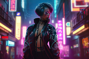 Cyberpunk Lady. Generative AI