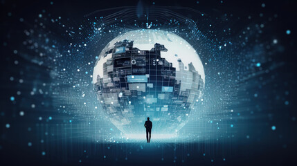 Obraz premium Big data technology concept. Generative Ai