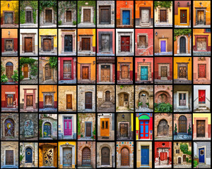 A collage of door images perfect as a poster
