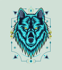 Wolf blue light illustration for your company or brand