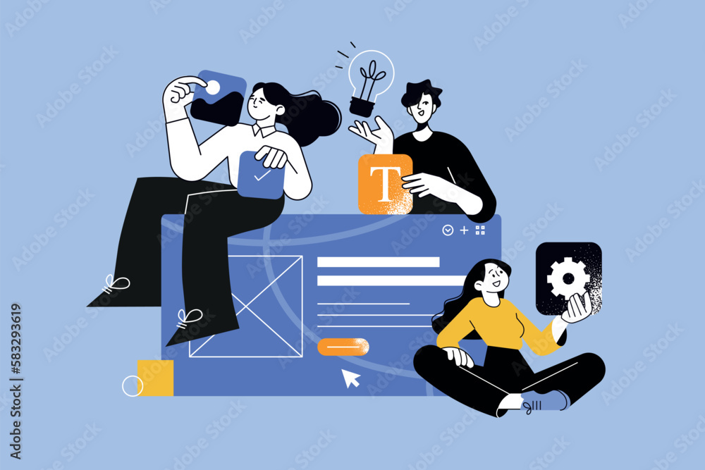 Wall mural vector illustration of web design and development. creative concept for web banner, social media ban