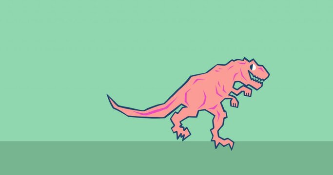 Animation of orange dinosaur icon on green black background
