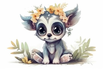 Cartoon lovely Baby Lemurs