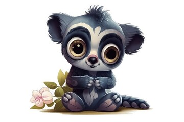Cartoon lovely Baby Lemurs