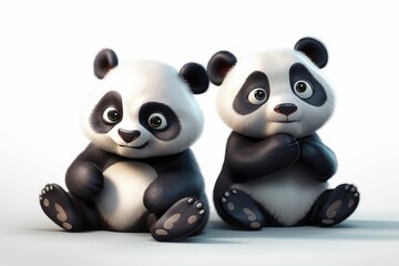 two panda bears