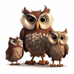 Obraz premium set of owls isolated