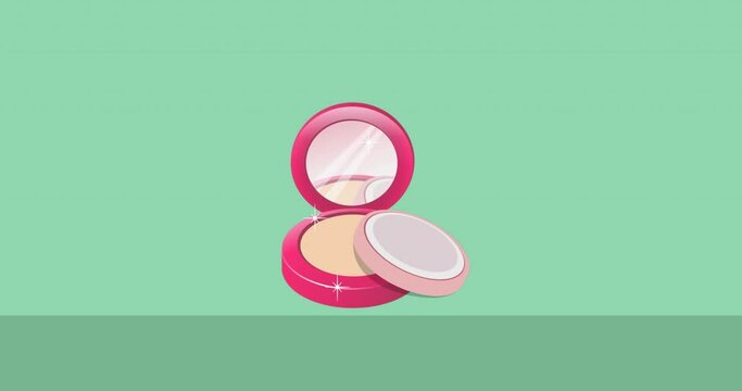 Animation of face powder icon on green black background