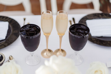 set tables waiting for the guests of the wedding ceremony