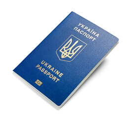 Ukrainian passport on white background