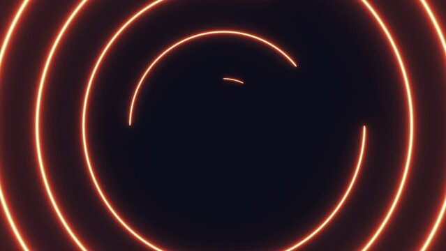 Glowing neon circles animated graphic on black background