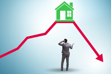Fototapeta premium Concept of real estate price bubble bursting