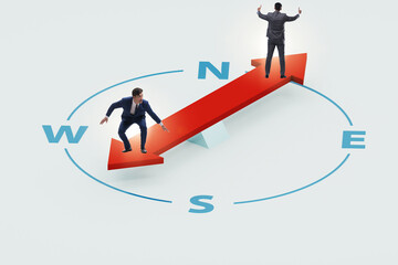 Businessman with compass looking for direction