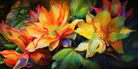 Flower background pattern, pastel painting, generative AI