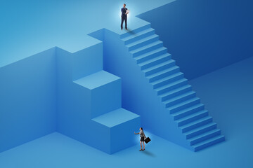 Gender inequality in career ladder concept