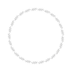 Template frame of spring flowers line art on a white background. Floral design for wedding invitation, banner, poster. Round.