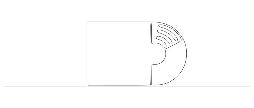 single line drawing of a cd clip art preview