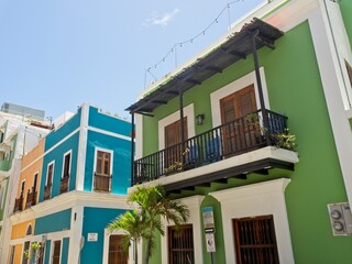 Colorful buildings line the cobblestone streets of Old San Juan